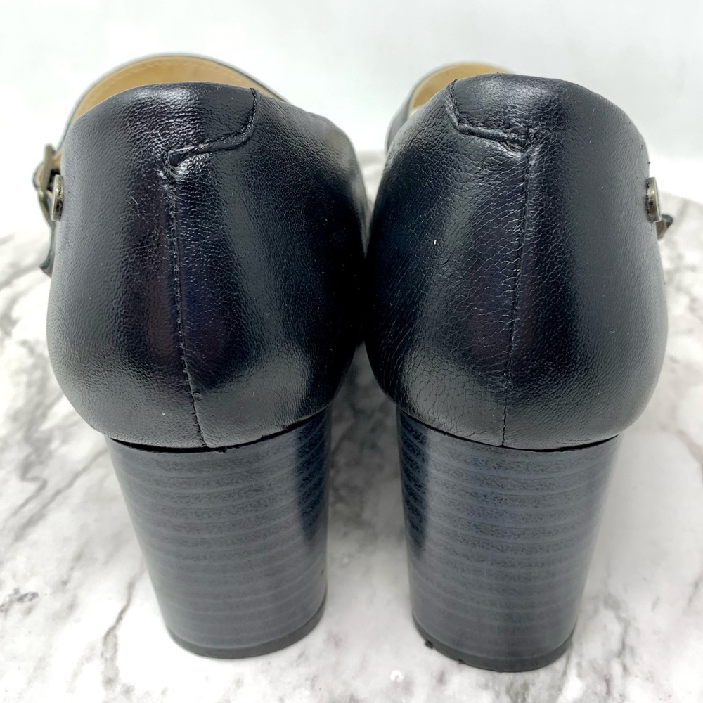 Vintage Hush Puppies Black Leather Mary Jane Comfort Heels 7.5 Classic Coquette - Picture 5 of 15
